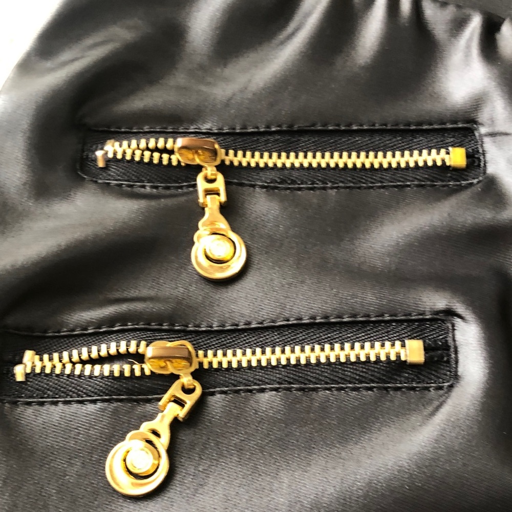 TRUE ROCK Black Faux Leather Pants with Gold Zippers - Picture 3 of 5